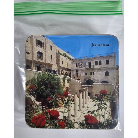 Set Of 6 Jerusalem Photo Coasters Cork Backing - Middle Eastern Landmark Scenes - Picture 6 of 6